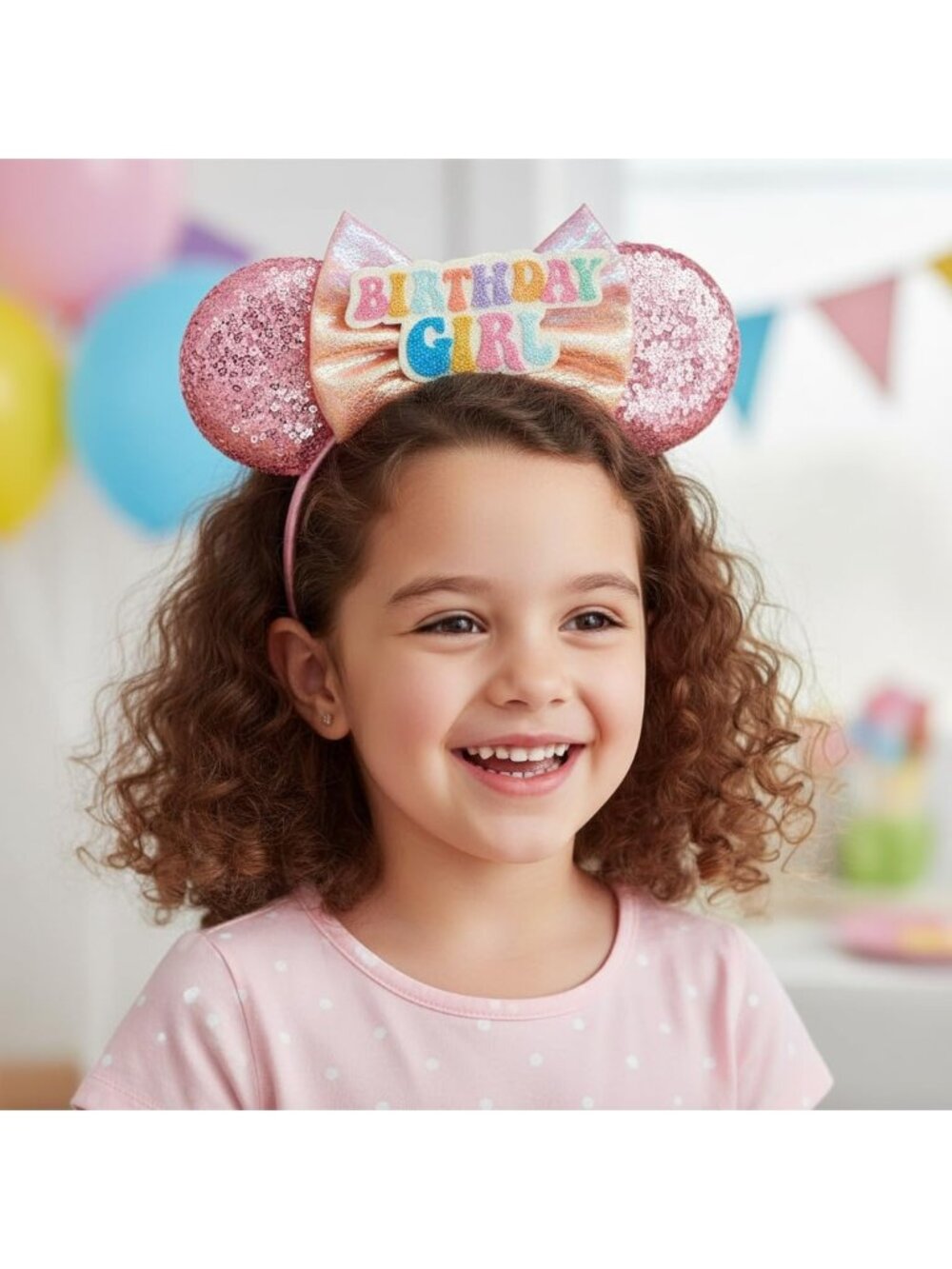 Kids Girl Birthday Pink Mickey Mouse Costume Hair Headband for Cosplay